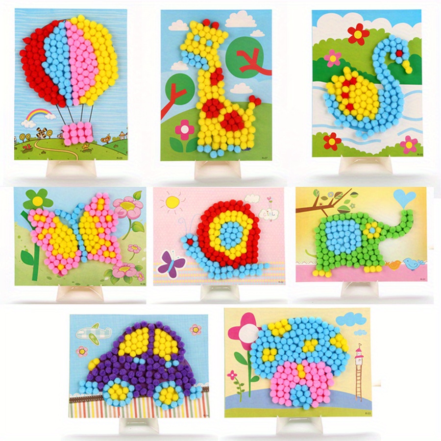 Art Craft Handmade - 2 szt. 16x21cm Kolorowe Pompony Malowanie